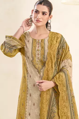  mustard lawn cotton digital printed dress material