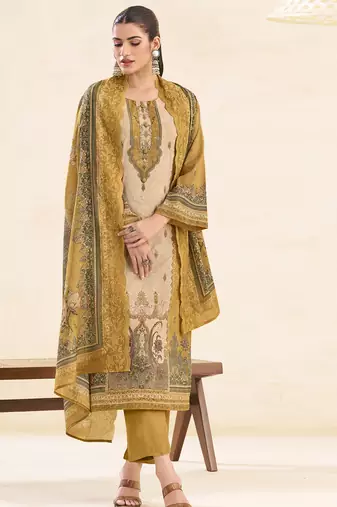  mustard lawn cotton digital printed dress material