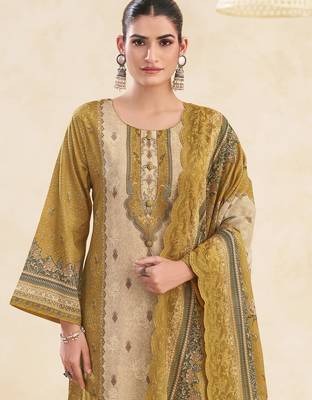  mustard lawn cotton digital printed dress material 4