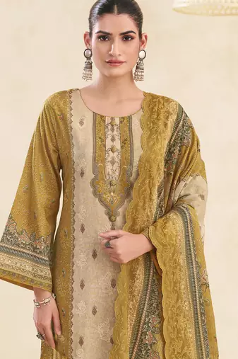  mustard lawn cotton digital printed dress material