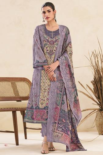  lavender lawn cotton digital printed dress material