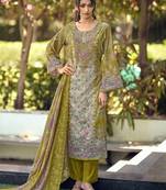 green lawn cotton digital printed dress material