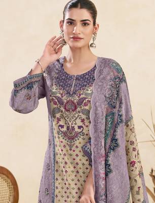  lavender lawn cotton digital printed dress material 2