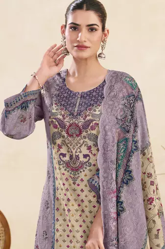  lavender lawn cotton digital printed dress material