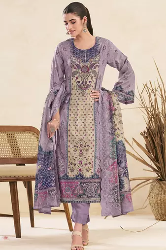  lavender lawn cotton digital printed dress material