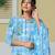 blue cotton straight kurta pant dupatta set