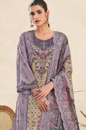  lavender lawn cotton digital printed dress material