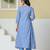sky blue cotton kantha work kurta pant dupatta set
