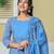 sky blue cotton kantha work kurta pant dupatta set