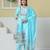 Yufta sky blue cotton kurta pant dupatta set