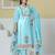 Yufta sky blue cotton kurta pant dupatta set