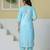 Yufta sky blue cotton kurta pant dupatta set