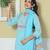 Yufta sky blue cotton kurta pant dupatta set