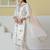 off white roman silk embroidery straight lining kurta pant dupatta set