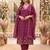 Yufta purple mal chanderi kurta dupatta pant set