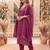 Yufta purple mal chanderi kurta dupatta pant set