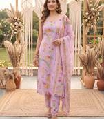 pink printed slik blend kurta dupatta pant set