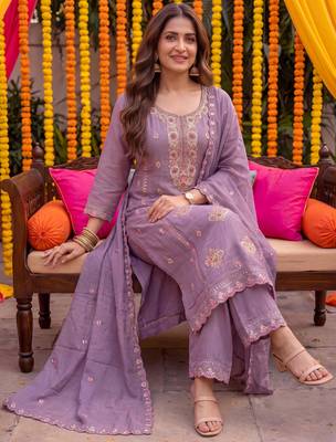 lavender tissue lining kurta dupatta pant set 5