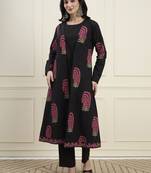 black cotton jacket kurta pant co-ord set