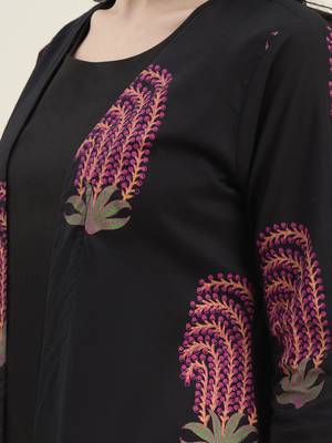 black cotton jacket kurta pant co-ord set 4