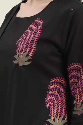 black cotton jacket kurta pant co-ord set