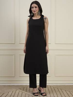 black cotton jacket kurta pant co-ord set 5