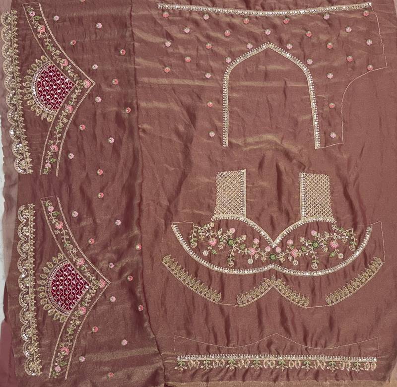 multicolor Color Handwork crystal beads Sequins Embroidery Multi Thread Silk blend Lehenga choli set