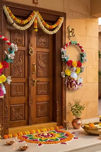 handmade hanging decorative toran tassel home temple festival decorations (pack of 2)