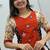 Orange hand work Cotton Navratri Lahenga Kediyu 