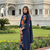 Beautiyful navy blue rose embroidered jaipur cotton straight kurti pant set with dupatta