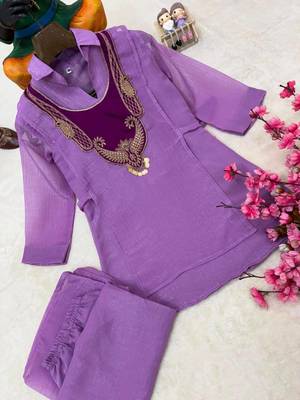 purple color embroidered wrok silk blend salwar suit 3