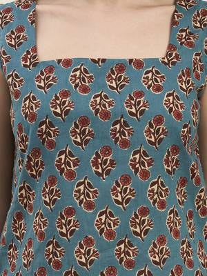 teal green cotton straight kurti style top 4