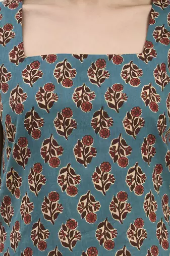  teal green cotton straight kurti style top