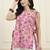  pink cotton boat neck straight high slit style top