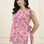  pink cotton boat neck straight high slit style top