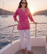  pink mul chanderi style short kurti