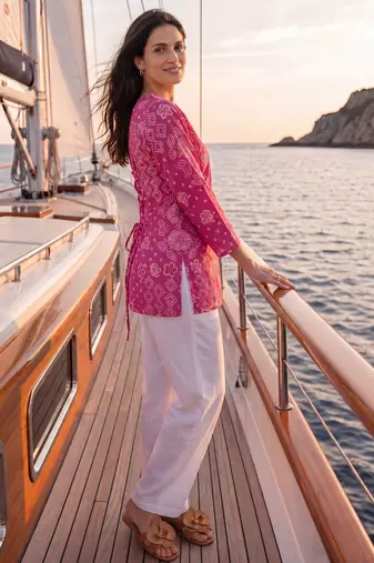  pink mul chanderi style short kurti
