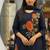 Beautiyful navy blue rose embroidered jaipur cotton straight kurti pant set with dupatta
