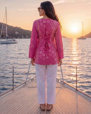  pink mul chanderi style short kurti 3