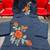 Beautiyful navy blue rose embroidered jaipur cotton straight kurti pant set with dupatta