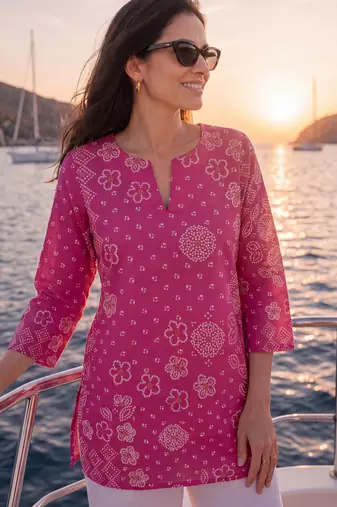  pink mul chanderi style short kurti
