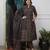 black handblock floral printed cotton flared anarkali suit set