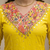 mustard yellow embroidered chanderi straight kurta pant set with dupatta