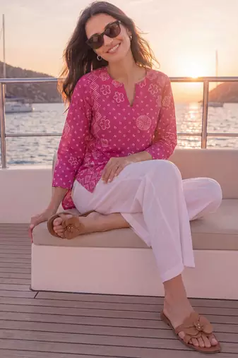  pink mul chanderi style short kurti