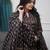 black handblock floral printed cotton flared anarkali suit set