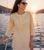  yellow cotton lucknowi top
