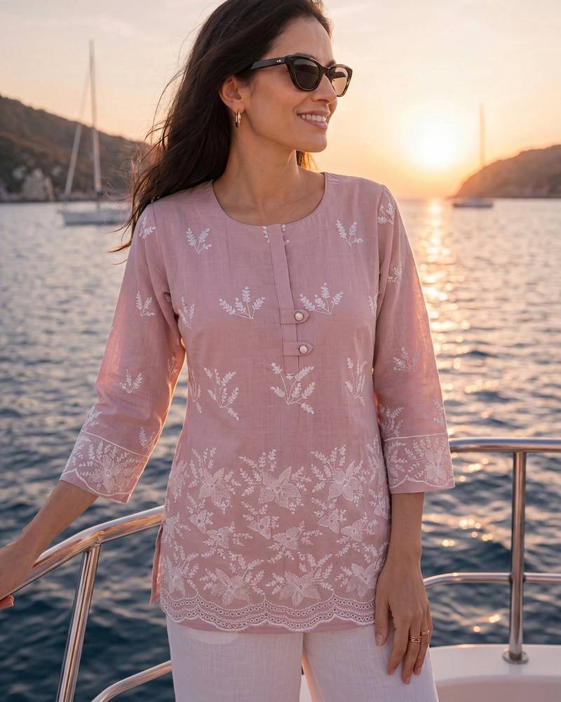  mauve cotton lucknowi top