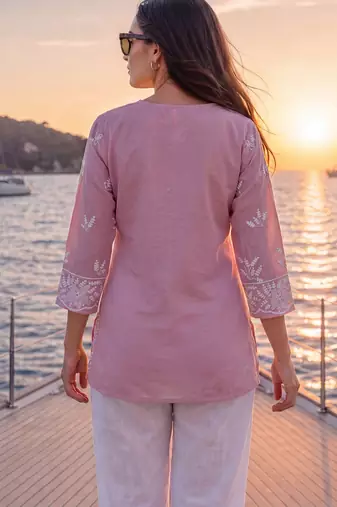  mauve cotton lucknowi top