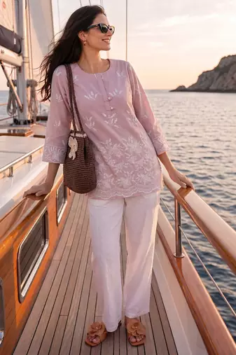  mauve cotton lucknowi top