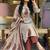 cream & maroon paisley hand block print cotton straight kurta palazzo set with dupatta